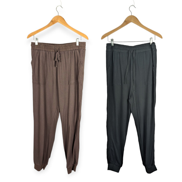 Splendid Women's Drawstring Loungewear Jogger Bundle in Black‎ and Brown Size L - Picture 1 of 13